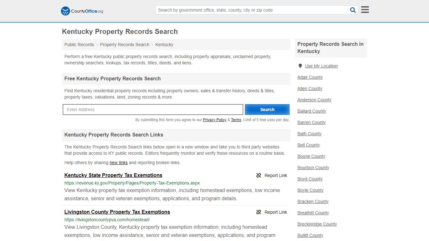 Kentucky Property Records Search - County Office